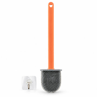 Flat head toilet cleaning brush with long handle and wall hook 05