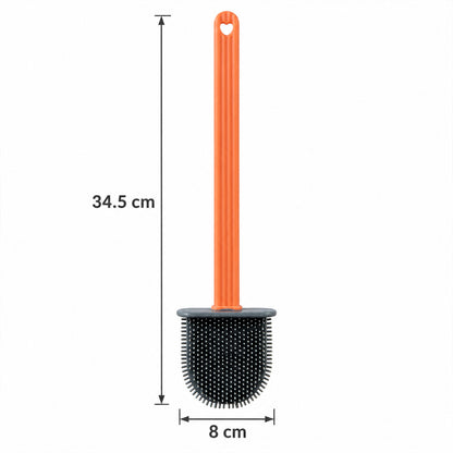Flat head toilet cleaning brush with long handle and wall hook 07