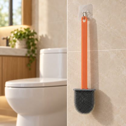 Flat head toilet cleaning brush with long handle and wall hook 08