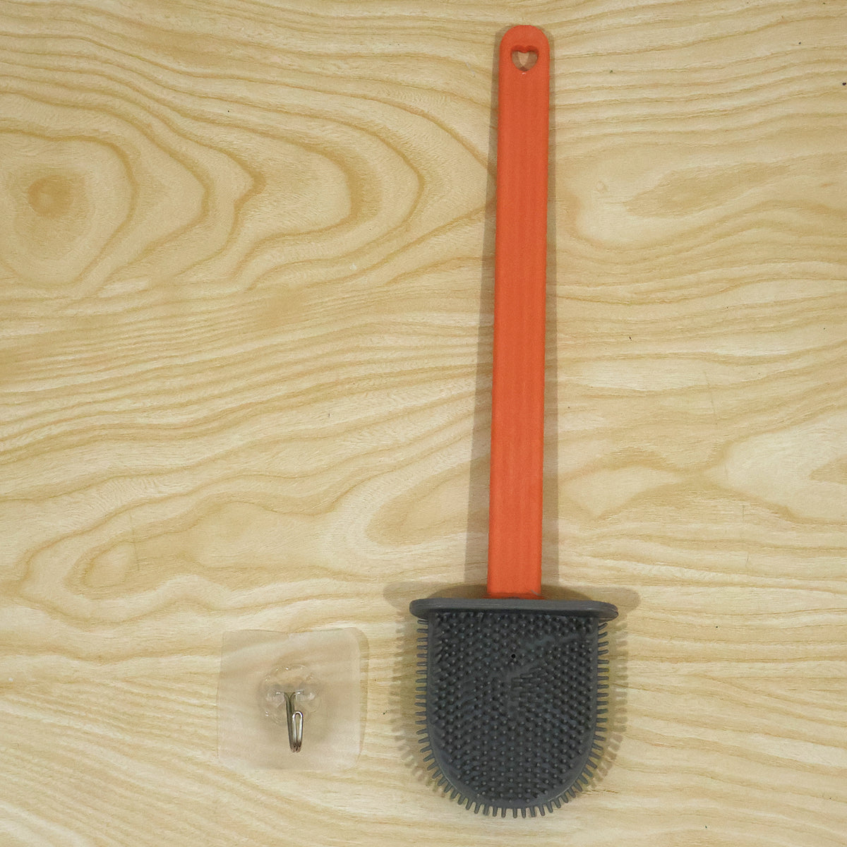 Flat head toilet cleaning brush with long handle and wall hook 09