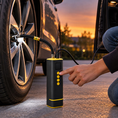 Portable Electric Car Tyre Air Pump with Digital Display and Light (1 Set)