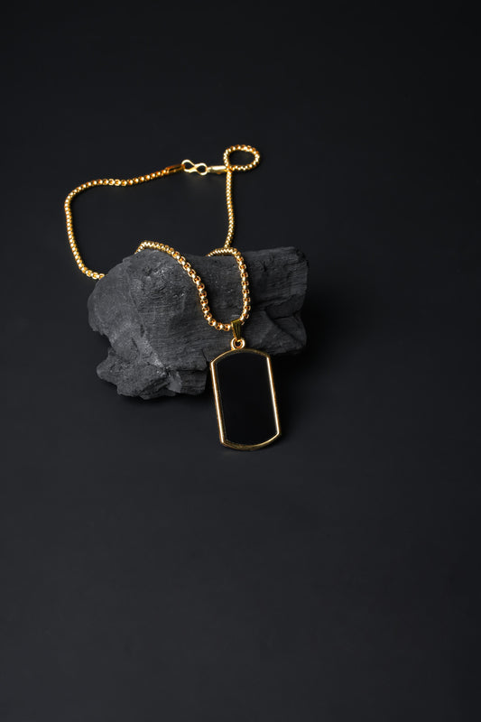 Black Rectangular Pendant Necklace