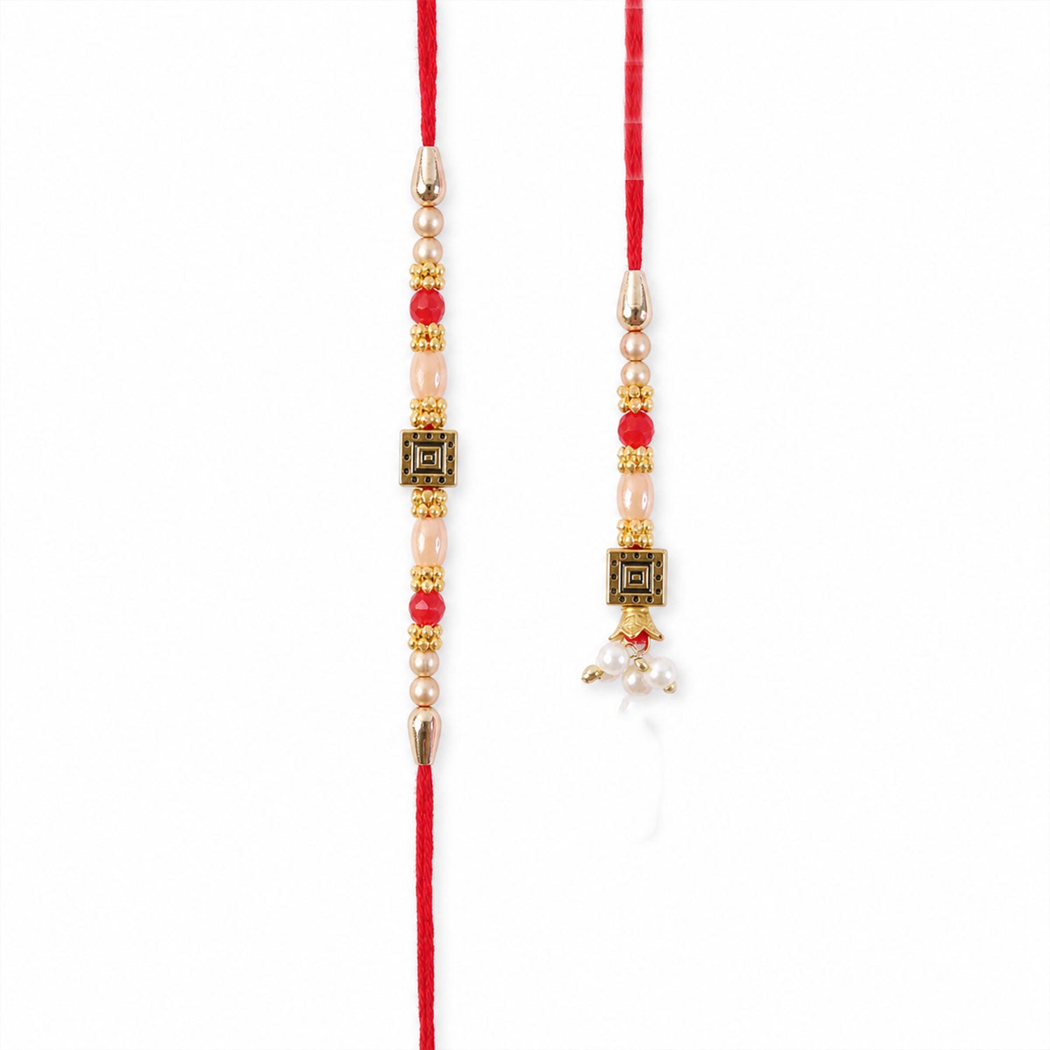 Graceful Circular Medallion Bhai Bhabhi Rakhi with Oval Pendant for Festive Gifting