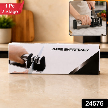 Two Stage Knife Sharpener for Effortless Coarse & Fine Edges
