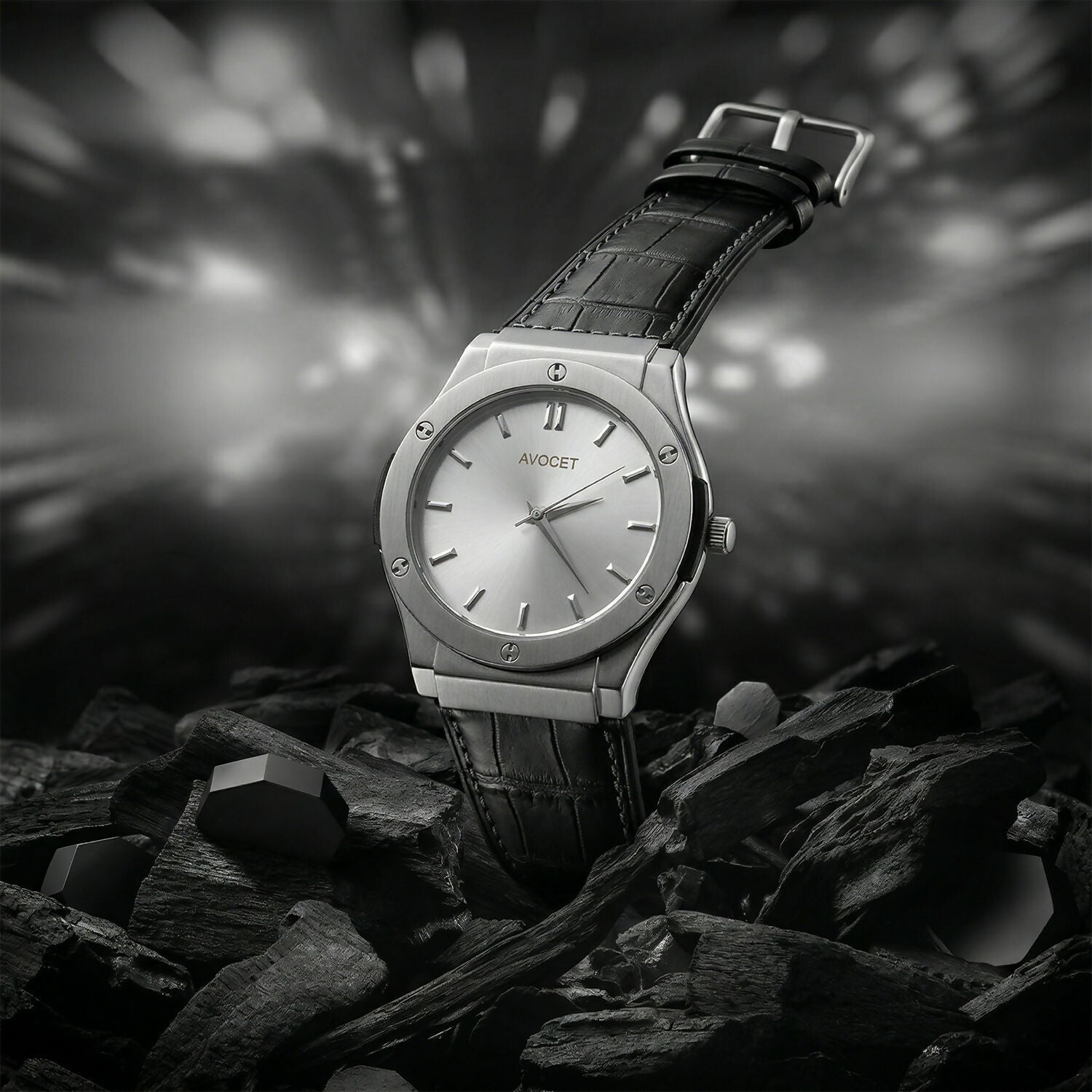 Elegant Silver Dial Analog Wrist Watch with Premium Textured Strap for Men