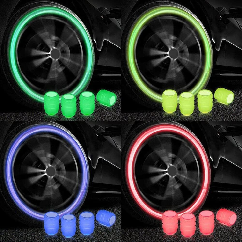 Luminous Tyre Valve Caps – Glow-in-the-Dark Air Stem Covers (4 Pcs / Mix Colour)