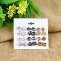 Stud Earrings with Single Stone – Set of 12 Alloy Earrings