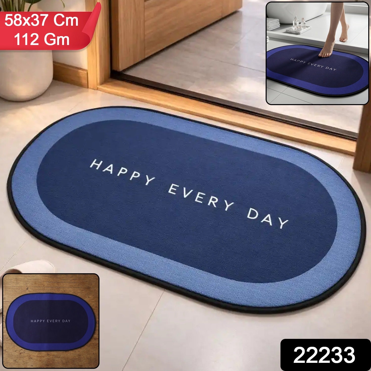 Bathroom Floor Mat – Fast Absorbing & Slip-Resistant Oval Design