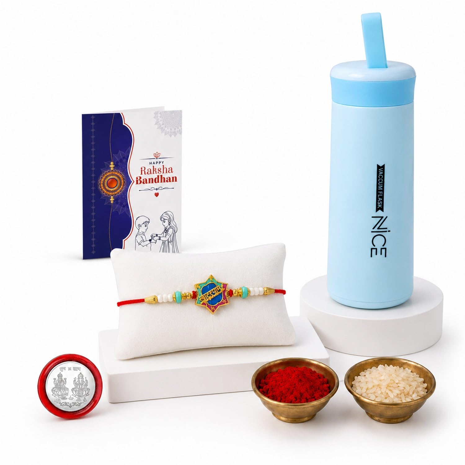 Khatu Shyam Rakhi Combo - Raksha Bandhan Gift with Kids Water Bottle 400ml, Pack of 5