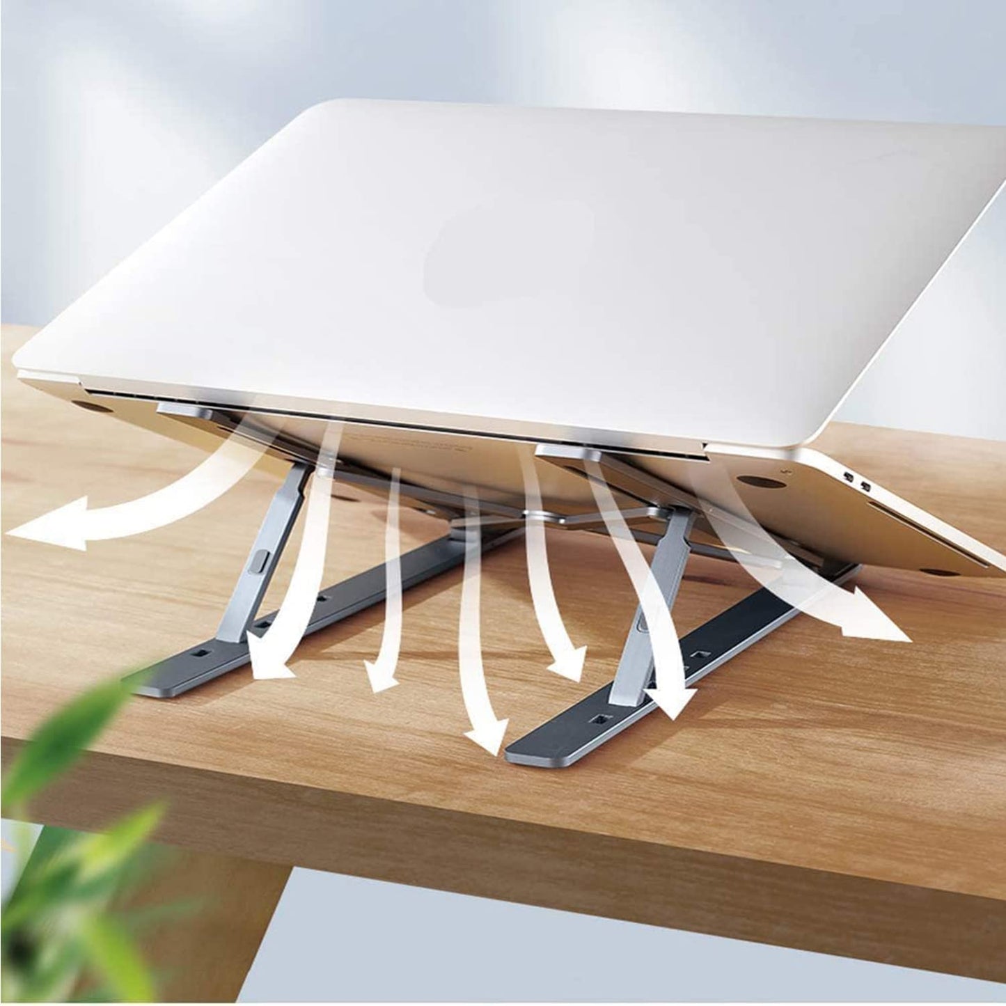 Metal Portable Laptop Stand – 6-Angle Adjustable Riser for Laptops, Phones & Tablets