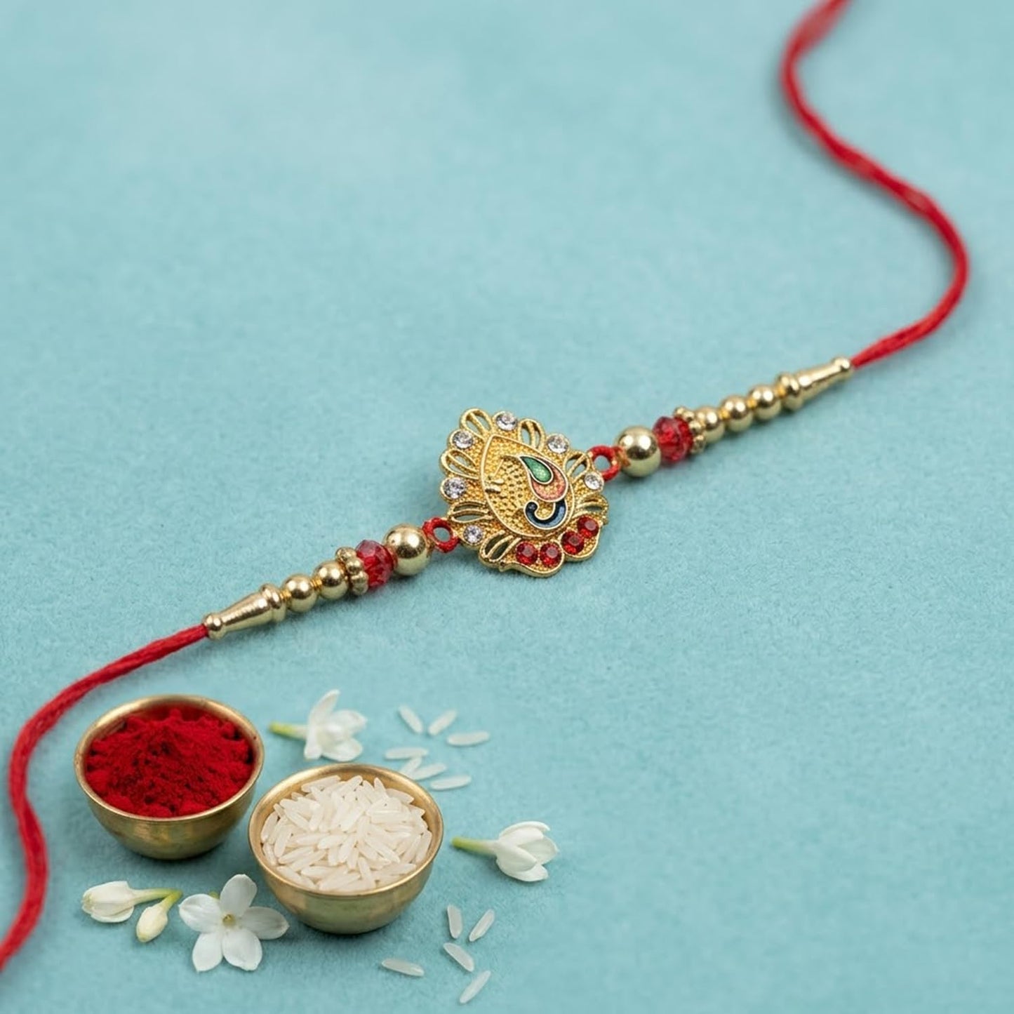 Rakhi for Brother with Turtle Pooja Thali - Raksha Bandhan Gift Set, Pack of 7