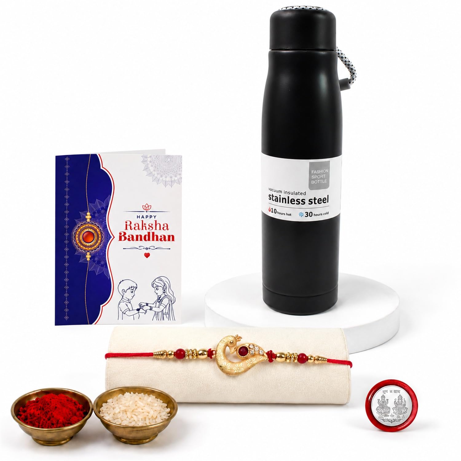 Ganesha Multicolor Rakhi for Brother & Bhaiya with Vacuum Insulated | Pack of 5
