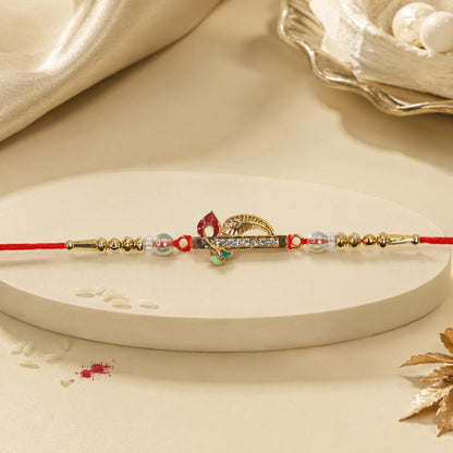 Peacock Multicolor Rakhi for Brother with Customized Sports Water | Pack of 5