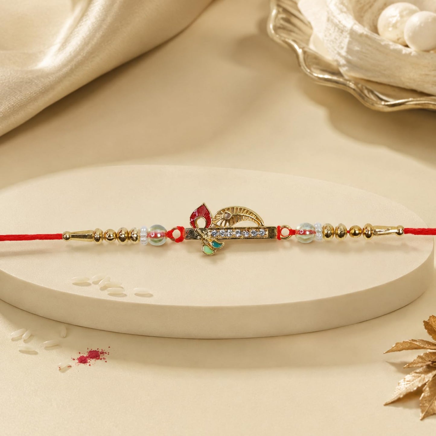 Murli and Flower Rakhi for Brother with Choco Magic Pouch, Coin & Card, Pack of 5