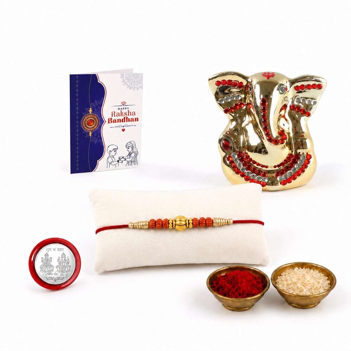 Multicolor Rakhi for Brother & Bhaiya with Ganesh Idol - Raksha | Pack of 5