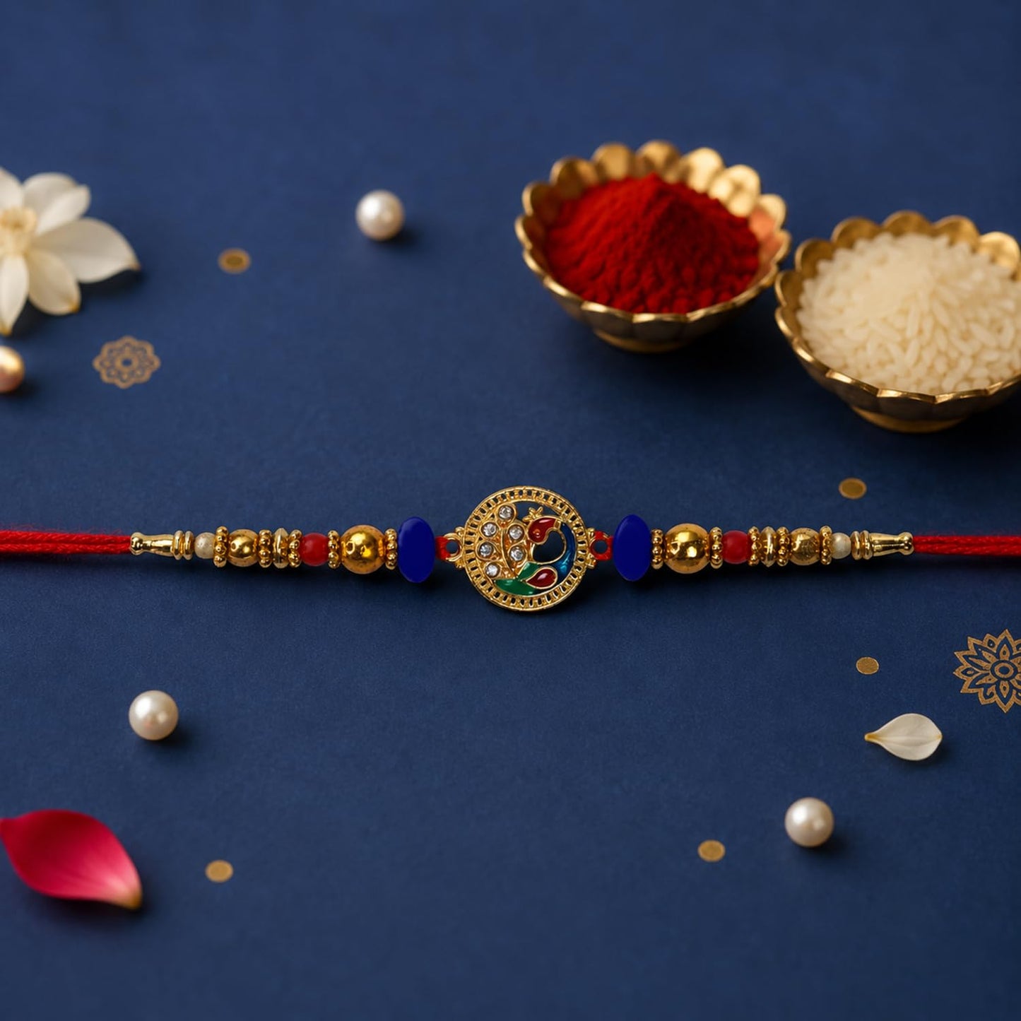 Designer Elegant Multicolor Peacock Rakhi Combo for Brother Bhaiya | Pack of 5