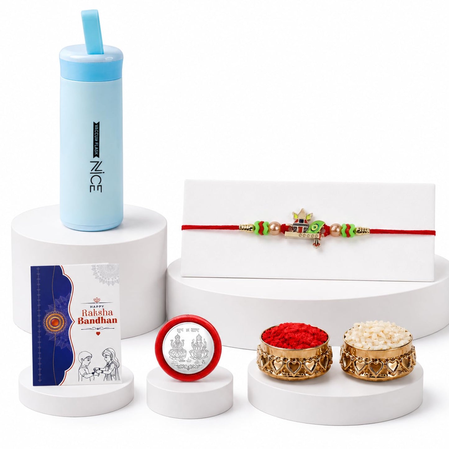 Designer Elegant Multicolor Kalash Labh Rakhi Combo for Brother | Pack of 5