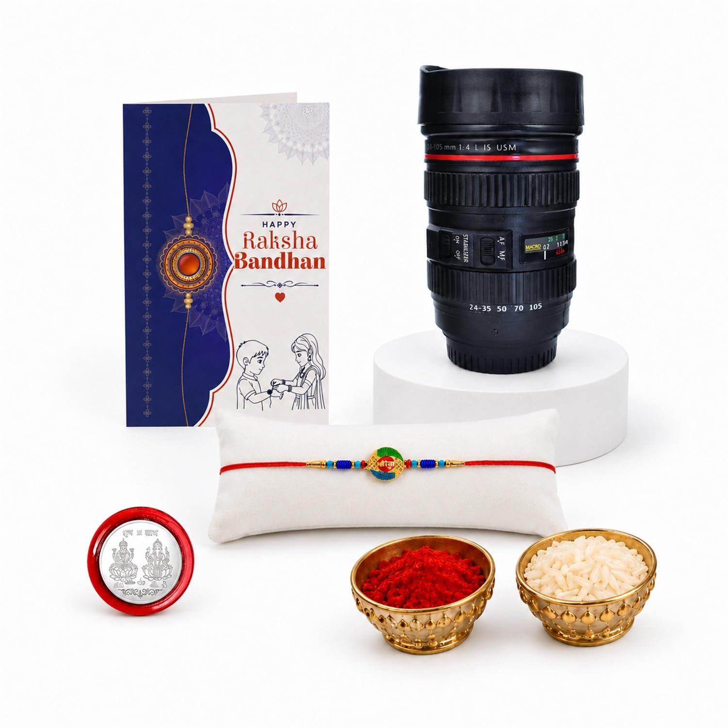 Round Multicolor Rakhi for Brother & Bhaiya with Camera Lens Shape | Pack of 5