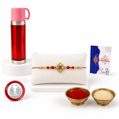 Kundan Multicolor Rakhi for Brother & Bhaiya with Insulated Travel | Pack of 5