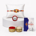 Rainbow color Rakhi for Brother with Roli Tikka, Pooja Coin & Card, Pack of 4