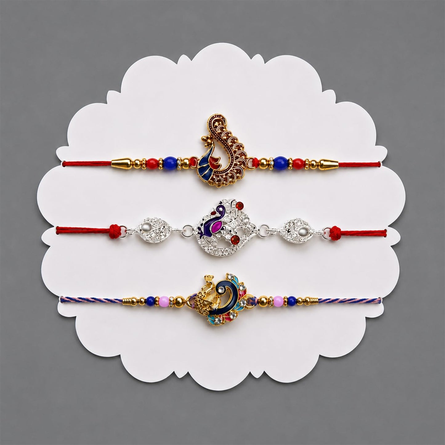 Designer Beautiful Multicolor Rakhi for Brother with Roli Tikka & Card, Pack of 6