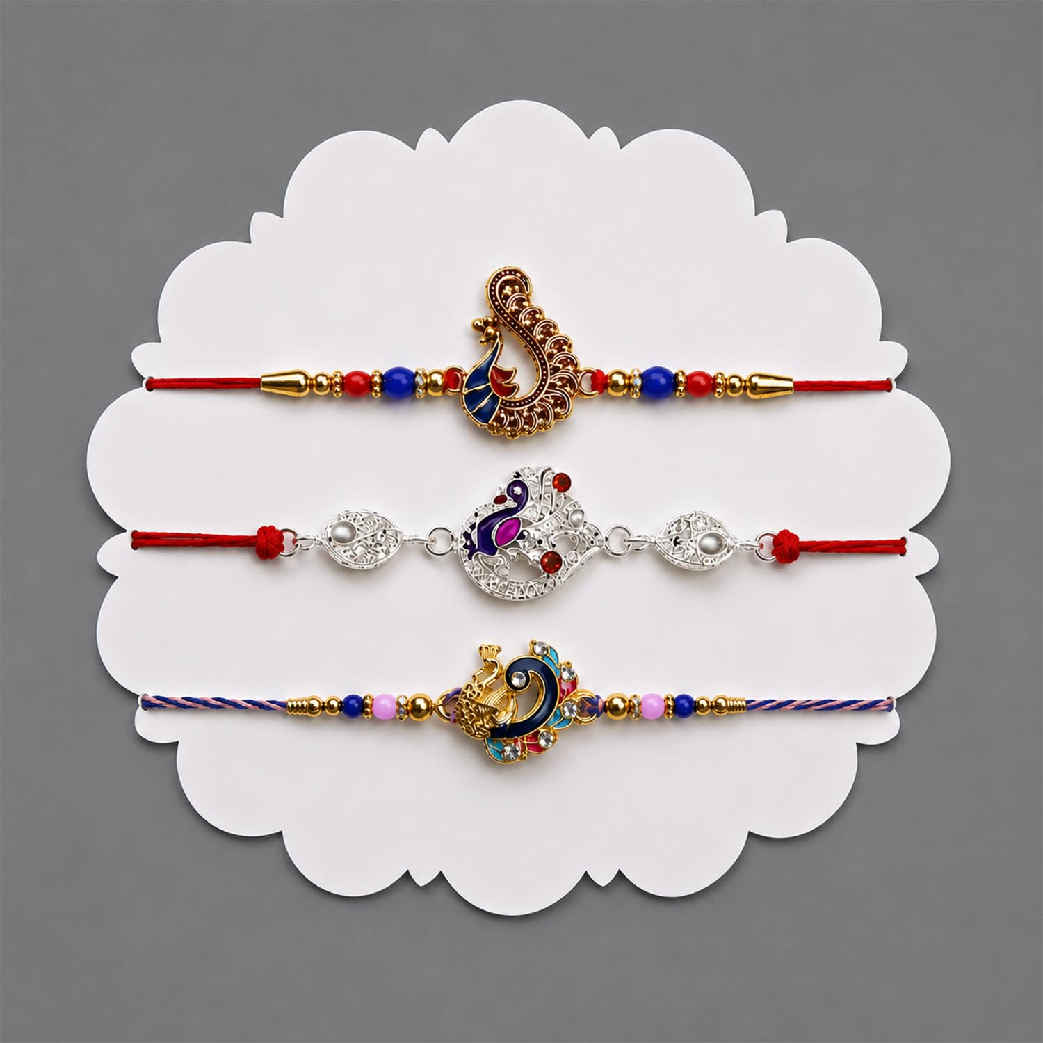 Designer Beautiful Multicolor Rakhi for Brother with Roli Tikka & Card, Pack of 6