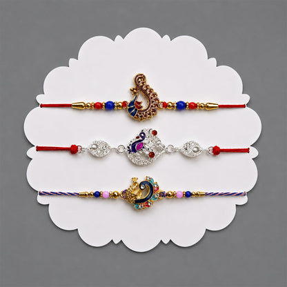 Designer Beautiful Multicolor Rakhi for Brother with Roli Tikka & Card, Pack of 6