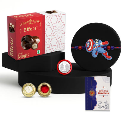 Candy Rakhi for Brother with Chocolate Magic 32gm, Roli Chawal & Card, Pack of 5