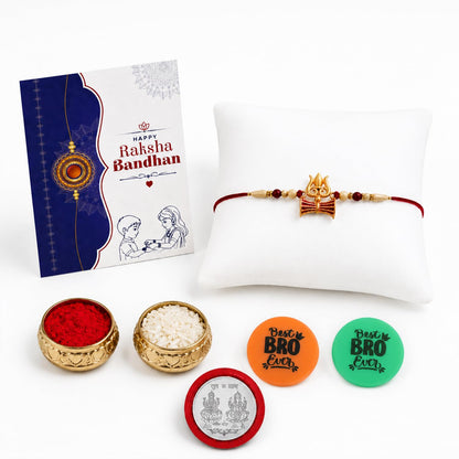 Rakhi Set for Brother (Set of 1) – Trishul with Damru Rakhi Combo with Roli