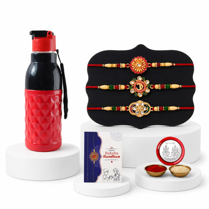 Designer Elegant Multicolor Round & OM Rakhi Combo for Brother Bhaiya | Pack of 7