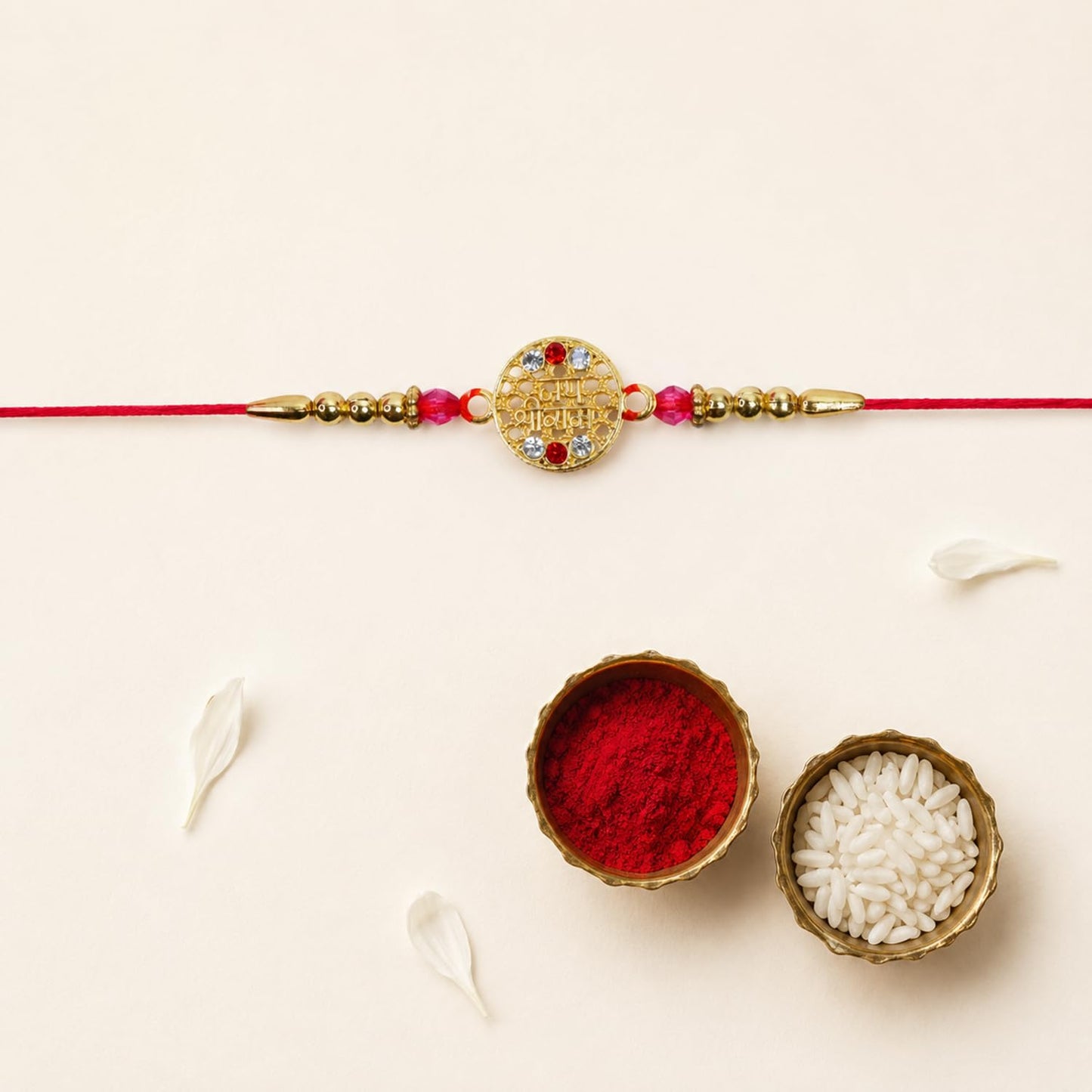 OM Rakhi for Brother with Kalash Pooja Thali - Raksha Bandhan Gift Set, Pack of 7