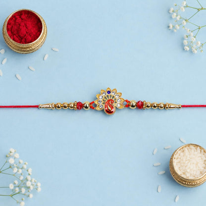 Flower Rakhi for Brother with Pooja Thali - Raksha Bandhan Gift Set, Pack of 7