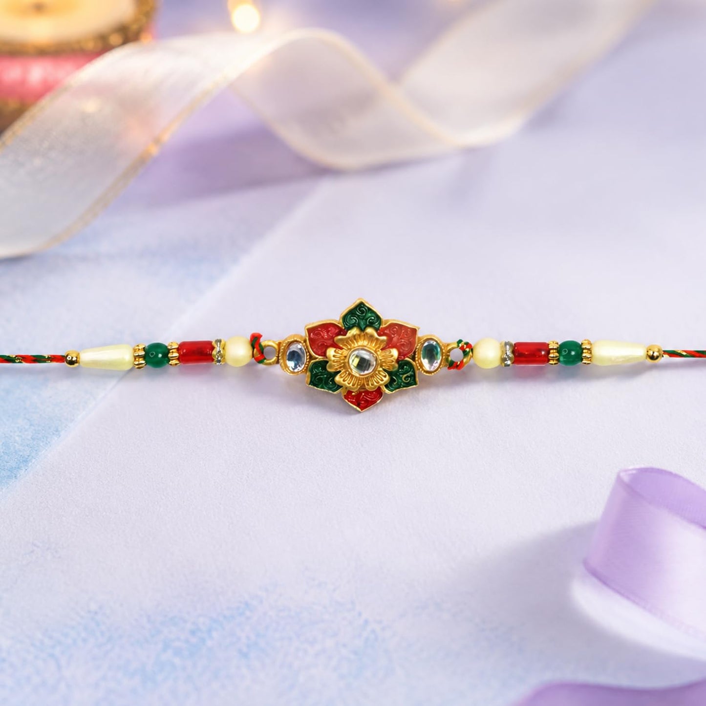 Designer Elegant Multicolor Elephant & Flower Rakhi Combo for Bhaiya | Pack of 6