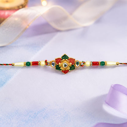 Designer Elegant Multicolor Elephant & Flower Rakhi Combo for Bhaiya | Pack of 6