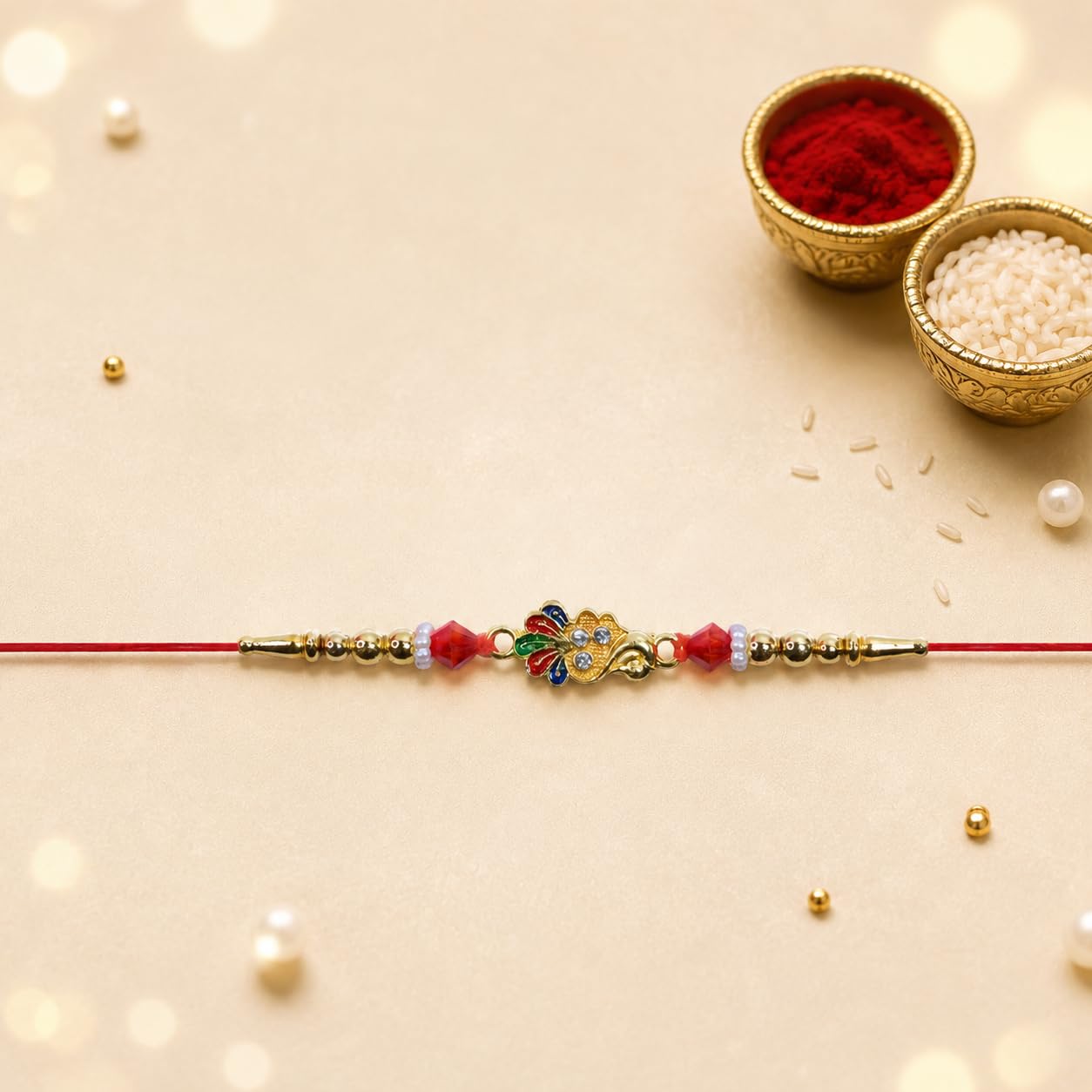 Flower, Peacock Multicolor Rakhi for Brother & Bhaiya with Art Design | Pack of 6
