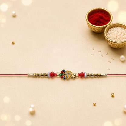 Flower, Peacock Multicolor Rakhi for Brother & Bhaiya with Art Design | Pack of 6