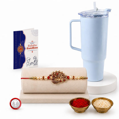Bird Multicolor Rakhi for Brother & Bhaiya with Travel Tumbler-1800ml | Pack of 5