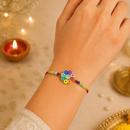Designer Elegant Rakhi for Brother with Roli Tikka & Card, Pack of 5 | Trendy