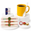 Rakhi for Brother with Plastic Mug with Spoon - Rakshabandhan Gift Set, Pack of 7