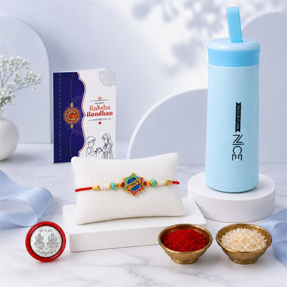 Khatu Shyam Rakhi Combo - Raksha Bandhan Gift with Kids Water Bottle 400ml, Pack of 5