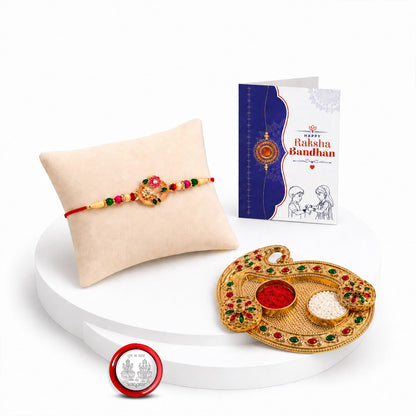 Flower Multicolor Rakhi for Brother & Bhaiya with Art Design Pooja | Pack of 5