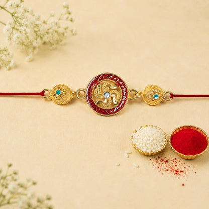 Krishna Charm Rakhi for Brother with Choco Almonds 32gm, Coin & Card, Pack of 6