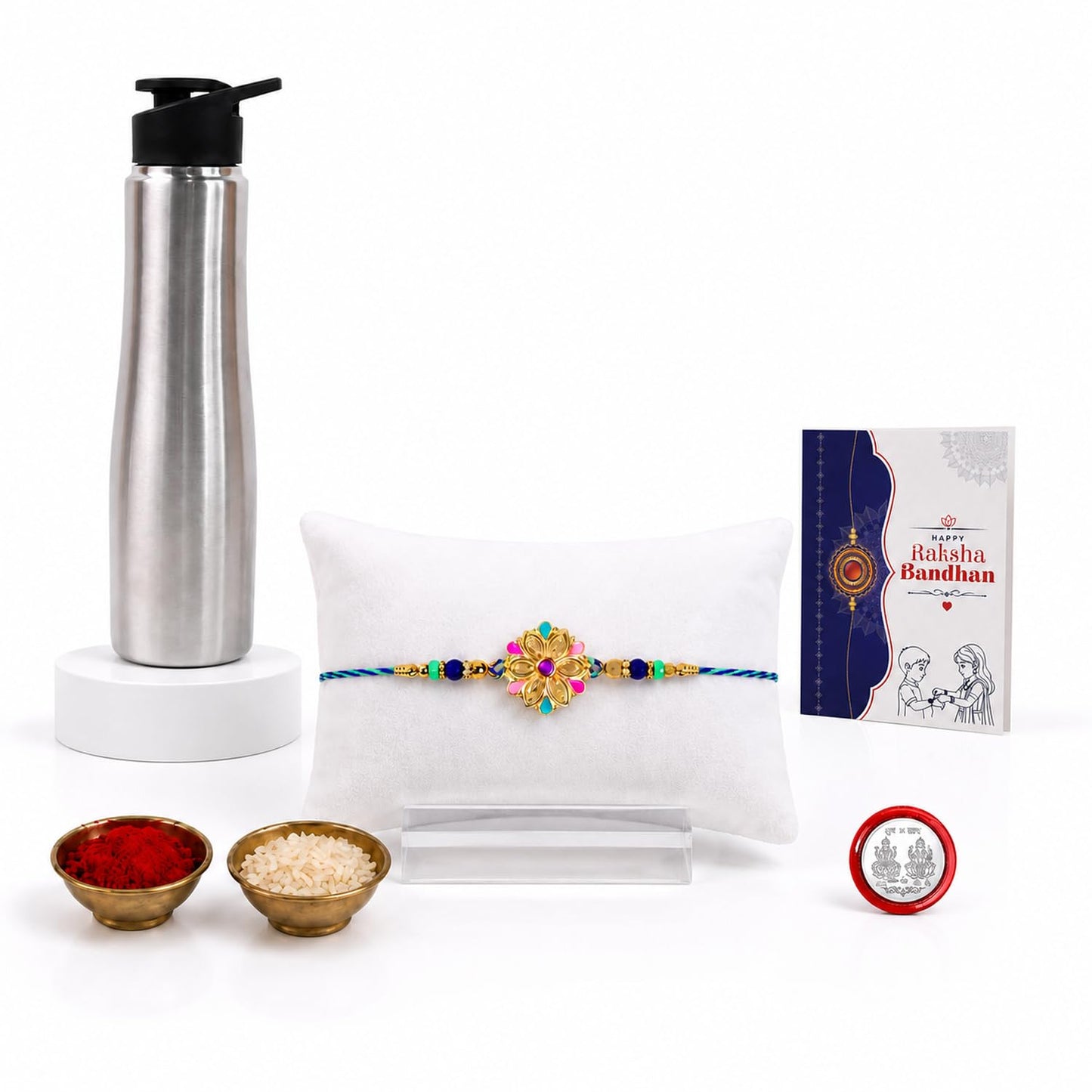 Floral Multicolor Rakhi for Brother & Bhaiya with Stainless Steel | Pack of 5