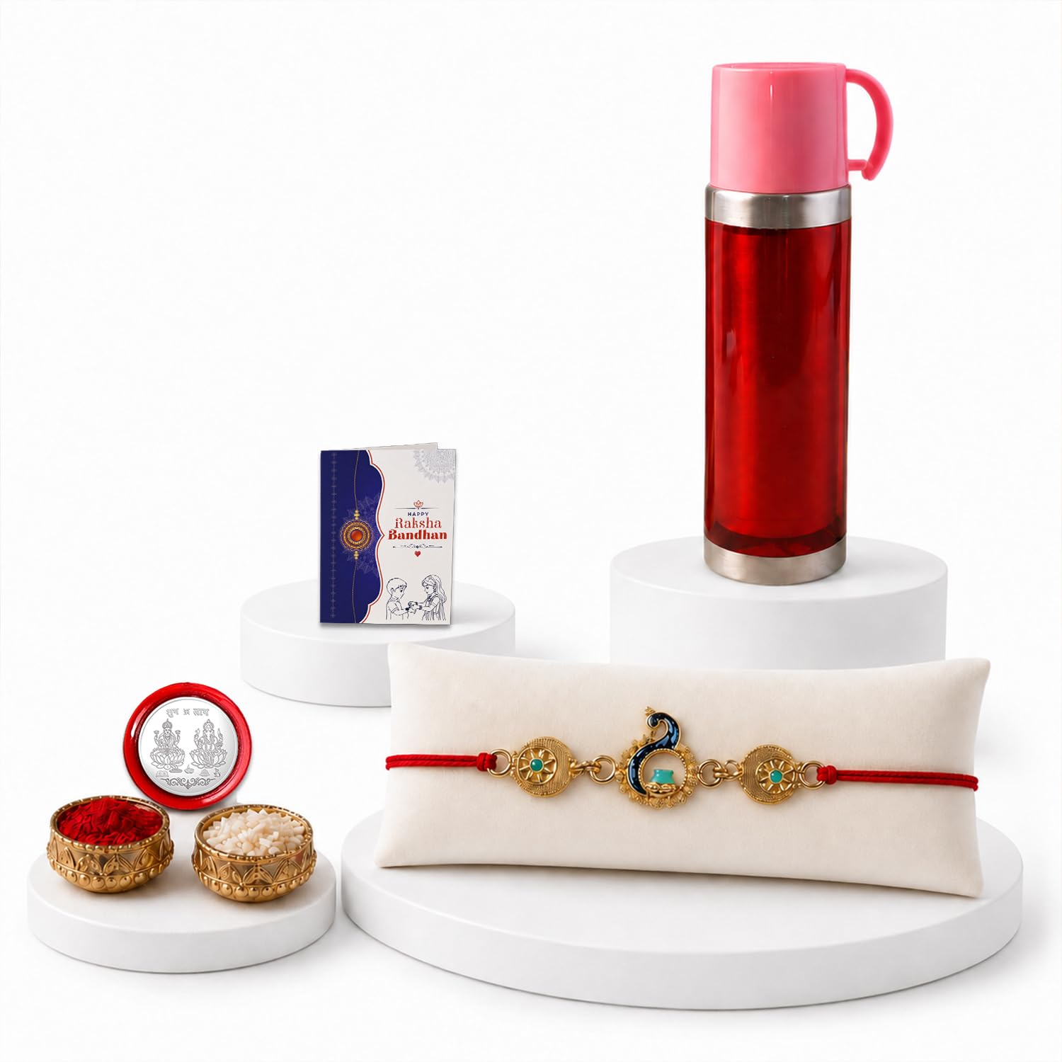 Designer Elegant Multicolor Peacock Rakhi Combo for Brother Bhaiya | Pack of 5