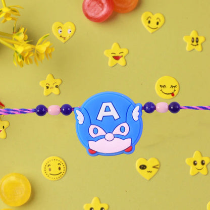 Kids Rakhi Superhero Face Beaded Thread for Brother (10pcs)