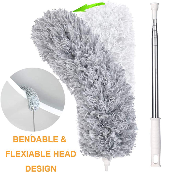 Microfiber Dusters for Cleaning, Telescoping Feather Duster with 100 inches Extendable Handle Pole, Dusting Cleaning Tools for Cleaning High Ceiling, Ceiling Fan, Blinds, Cobwebs, Furniture, Cars