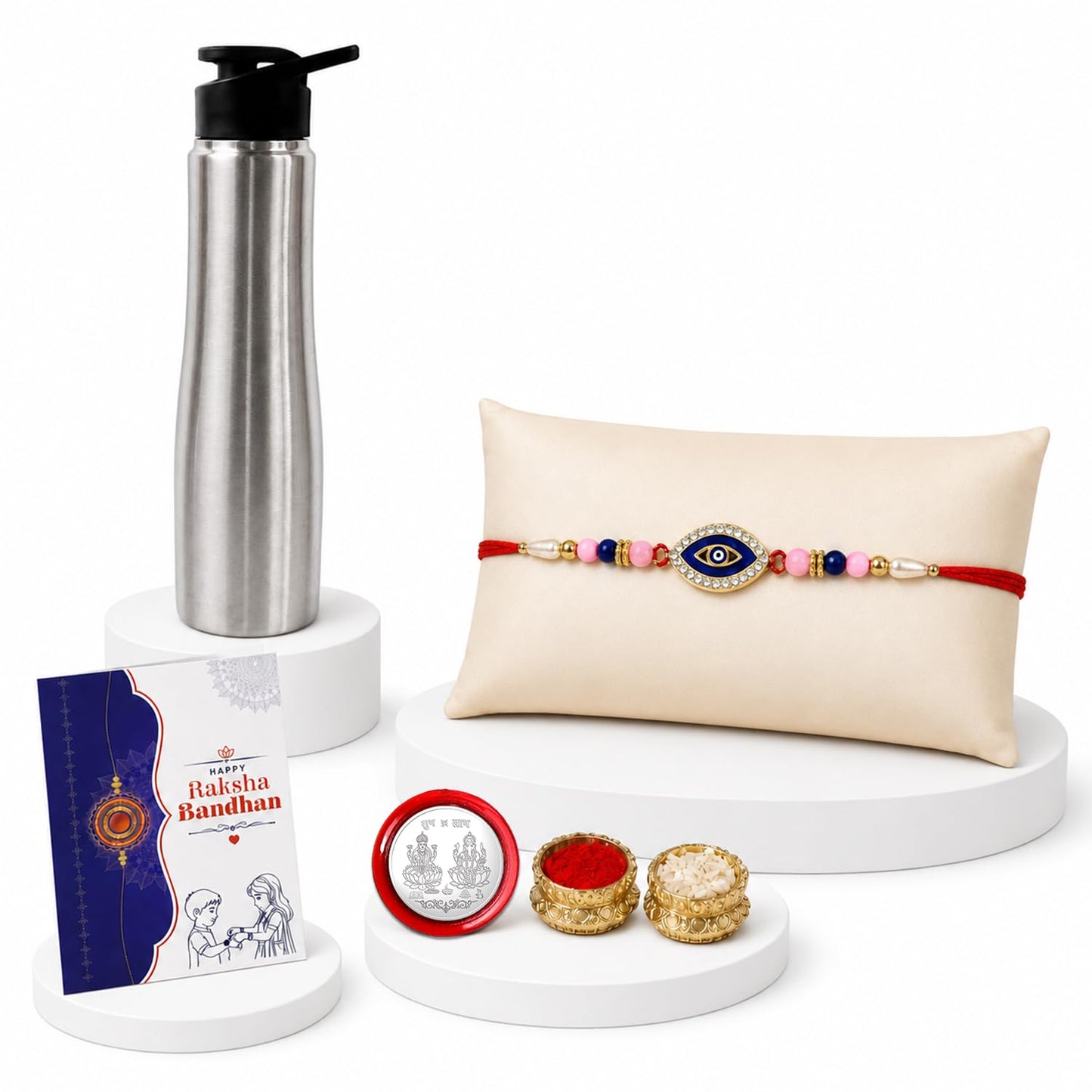 Designer Elegant Multicolor Evil Eye Rakhi Combo for Brother | Pack of 5