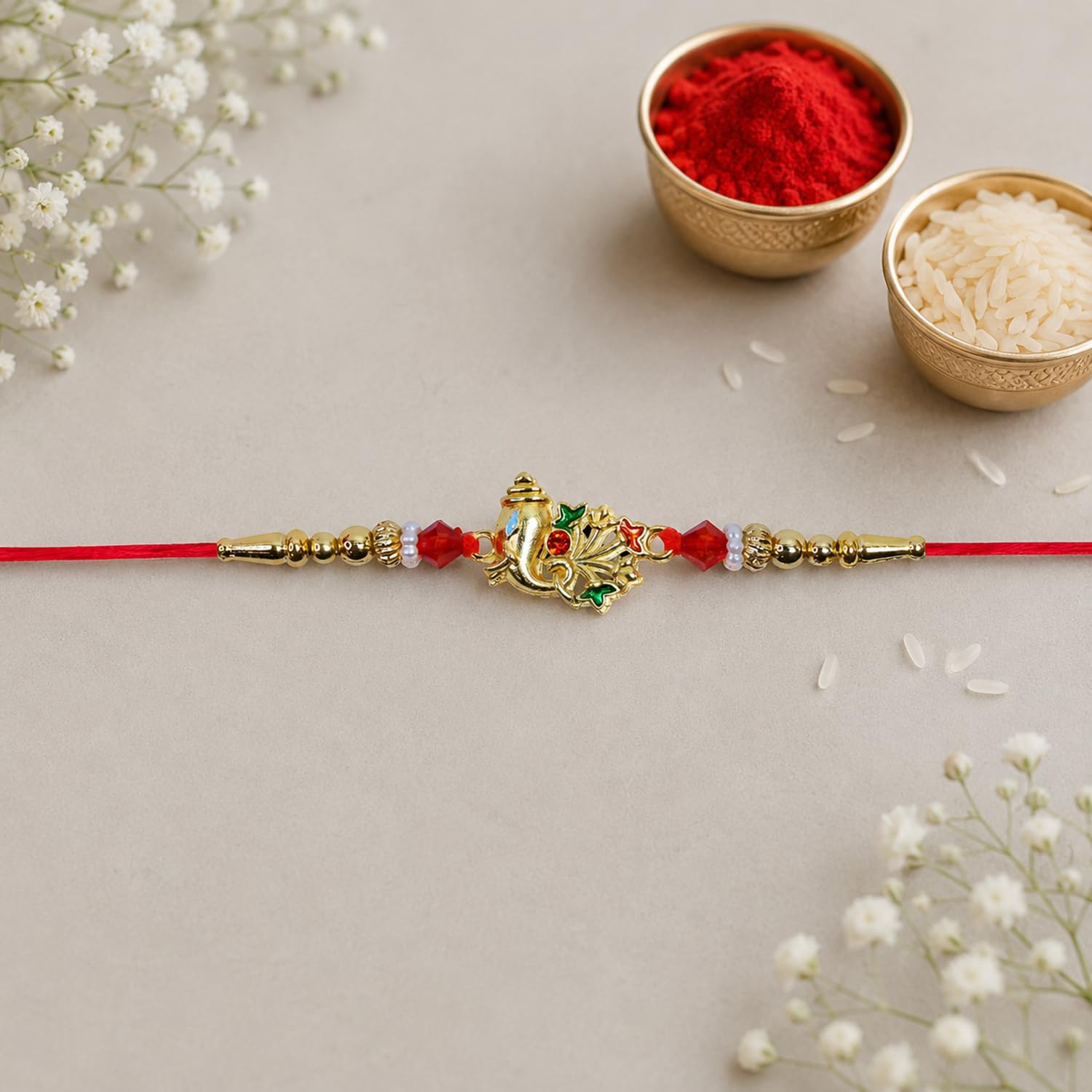 Multicolor Rakhi for Brother with Pooja Thali - Rakshabandhan Gift Set, Pack of 7