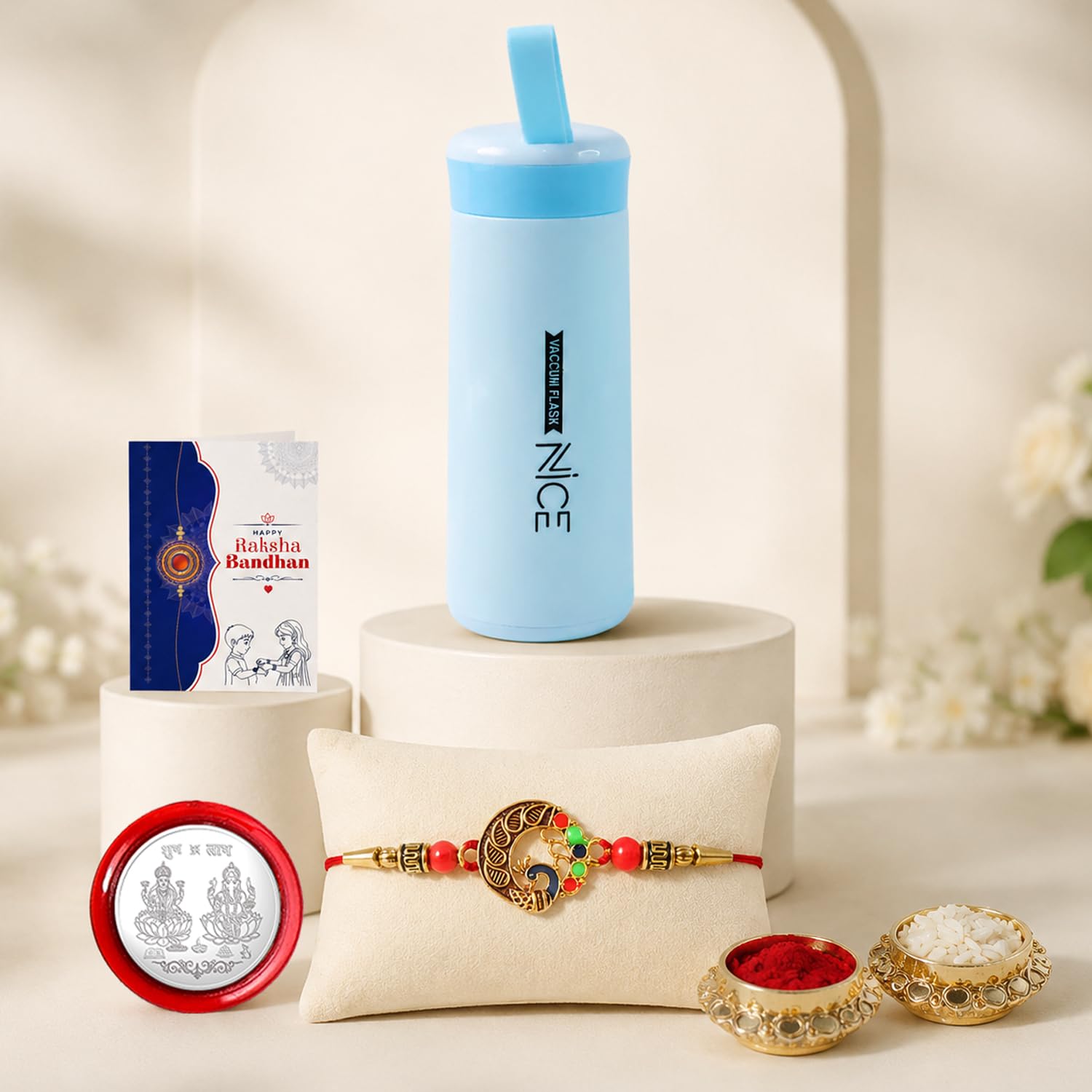 Peacock Multicolor Rakhi for Brother & Bhaiya with Kids Water | Pack of 5