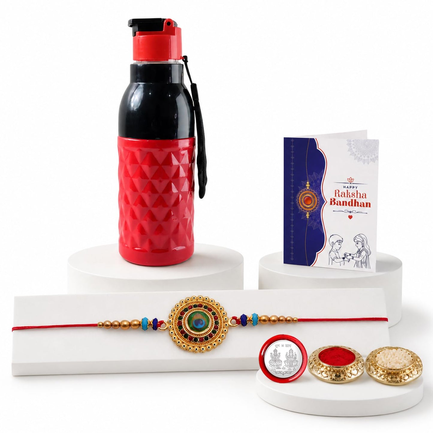 Rakhi for Brother with Water Bottle-400ml - Raksha Bandhan Gift Set, Pack of 5